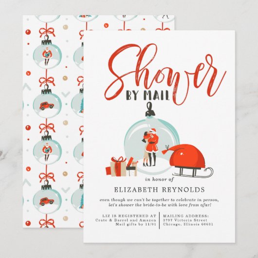Invitation de mariage de Noël par courrier (Devant / Derrière)