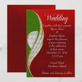 Invitation de mariage de Noël rouge, argenté (Devant / Derrière)
