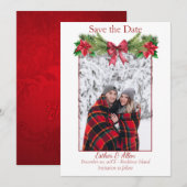 Invitation de mariage de Noël rustique, date à ret (Devant / Derrière)