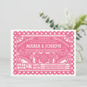 Invitation de mariage de Papel Picado - rose (Debout devant)