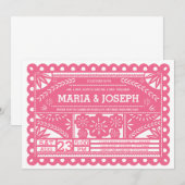 Invitation de mariage de Papel Picado - rose (Devant / Derrière)