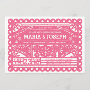 Invitation de mariage de Papel Picado - rose