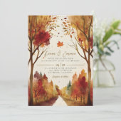 Invitation de mariage de paysage d'automne rustiqu (Debout devant)