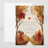 Invitation de mariage de paysage d'automne rustiqu (Devant / Derrière)
