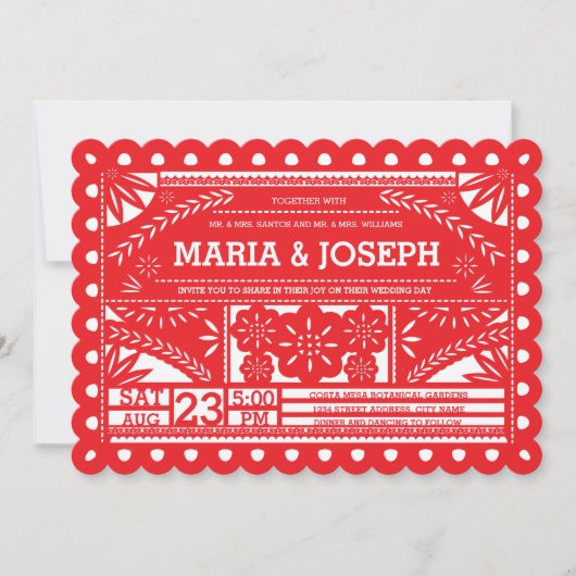 Invitation de mariage de Picado Papel Picado - Rou (Devant)