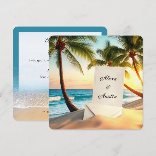 Invitation de mariage de plage (Devant / Derrière)