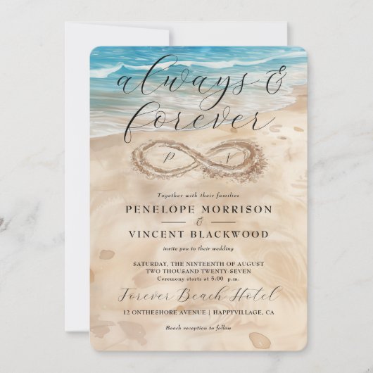 Invitation de mariage de plage Always and Forever (Devant)