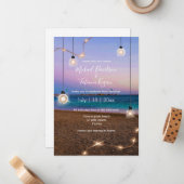 invitation de mariage de plage aux lumières or des (Devant/Arrière en situation)