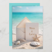 Invitation De Mariage De Plage Avec Starfish (Devant / Derrière)