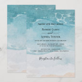 Invitation de mariage de plage bleue d'été (Devant / Derrière)