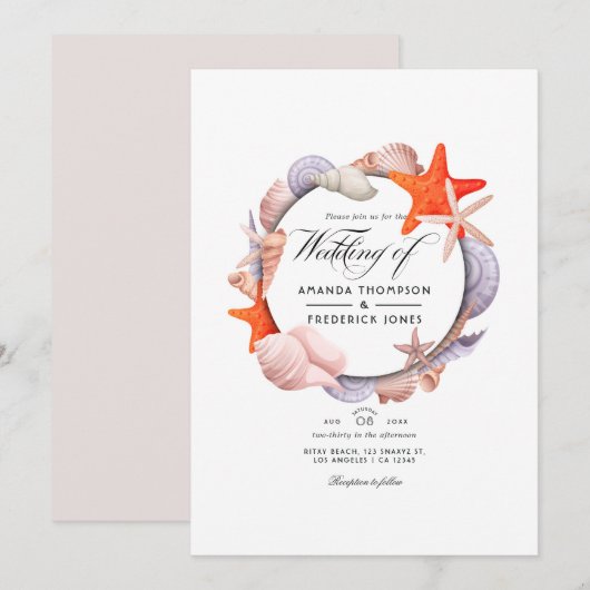 Invitation de mariage de plage d'été (Devant / Derrière)