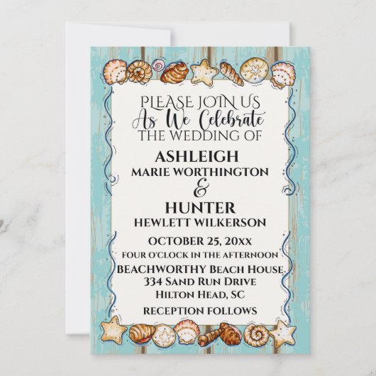 Invitation de mariage de plage Modèle version 2 (Devant)