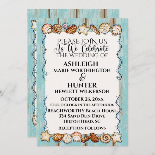 Invitation de mariage de plage Modèle version 2 (Devant / Derrière)
