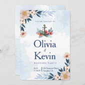 Invitation de mariage de plage moderne, mariage tr (Devant / Derrière)