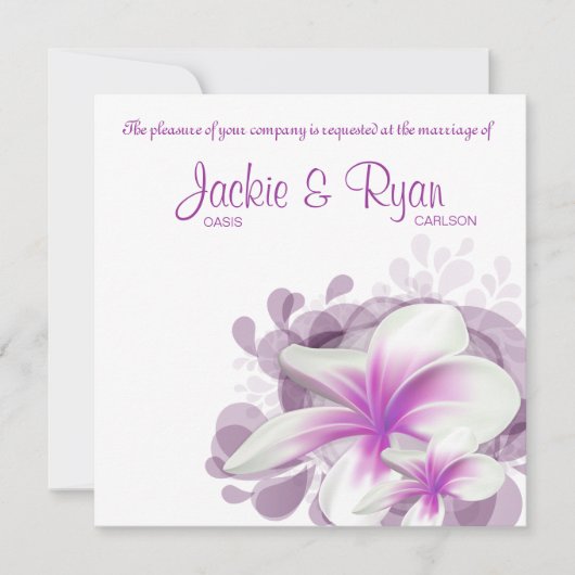 Invitation de mariage de plage Plumeria Fleur blan (Devant)