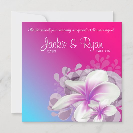 Invitation de mariage de plage Plumeria Fleur viol (Devant)