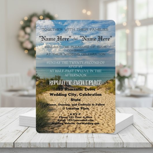Invitation de mariage de plage "Sables romantiques