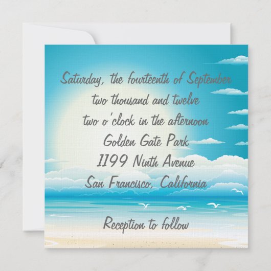 Invitation de mariage de plage tropicale (Dos)