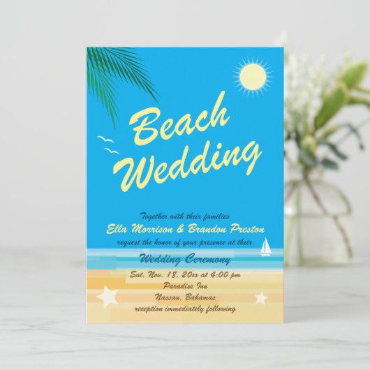 Invitation de mariage de plage tropicale (Debout devant)