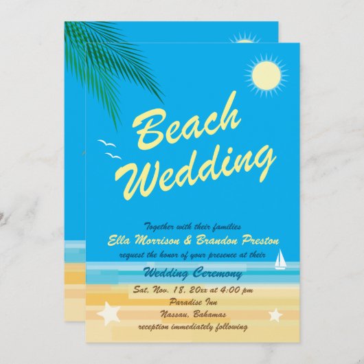 Invitation de mariage de plage tropicale (Devant / Derrière)
