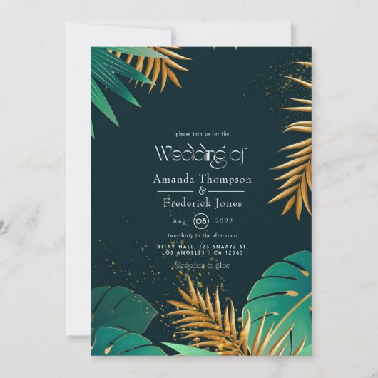 Invitation de mariage de plage tropicale (Devant)