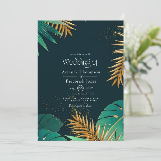 Invitation de mariage de plage tropicale (Debout devant)