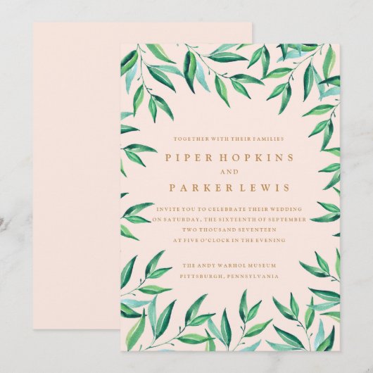 Invitation de mariage de plage tropicale moderne (Devant / Derrière)