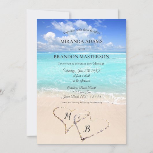 Invitation de mariage de plage tropicale moderne (Devant)