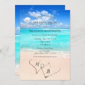 Invitation de mariage de plage tropicale moderne (Devant / Derrière)