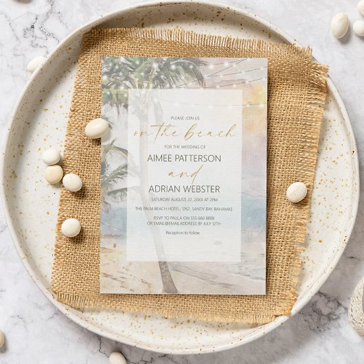 Invitation de mariage de plage tropicale moderne