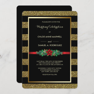 Invitation de mariage de poinsettia de Noël de