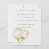 invitation de mariage de rose blanc d'aquarelle (Devant)