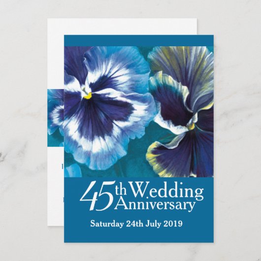 Invitation de mariage de saphir de 45e noces bleu (Devant / Derrière)