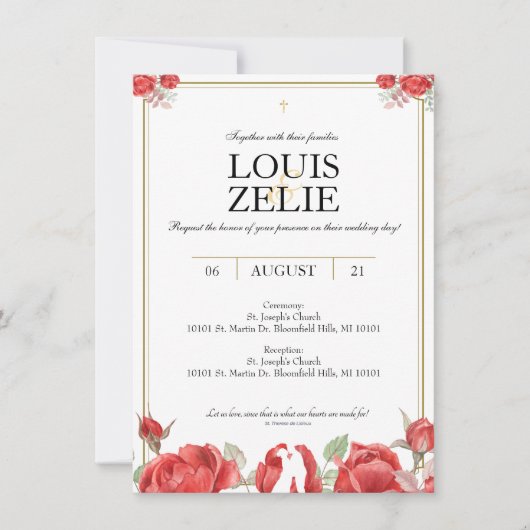 Invitation de mariage de St. Therese (Devant)