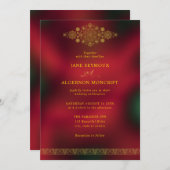 Invitation de mariage de style arabe en or et roug (Devant / Derrière)