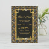 Invitation de mariage de style Art déco brodée (Debout devant)