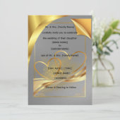 Invitation de mariage de style feuille d'or de lux (Debout devant)