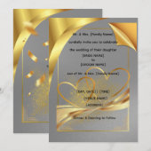 Invitation de mariage de style feuille d'or de lux (Devant / Derrière)
