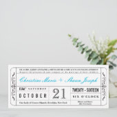 Invitation de Mariage de style vintage en bleu (Debout devant)