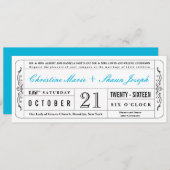 Invitation de Mariage de style vintage en bleu (Devant / Derrière)
