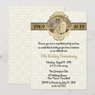 Invitation de mariage de style vintage pour 50 ans