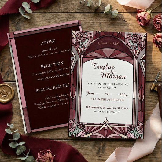 Invitation de mariage de style vitrail