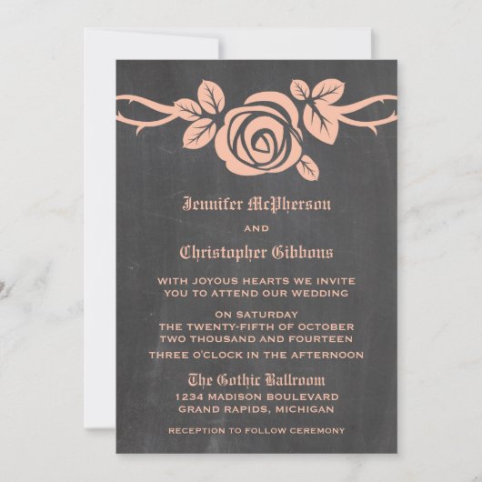 Invitation de mariage de tableau de bord Rose de p (Devant)