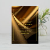 Invitation de Mariage de tissu doré (Debout devant)