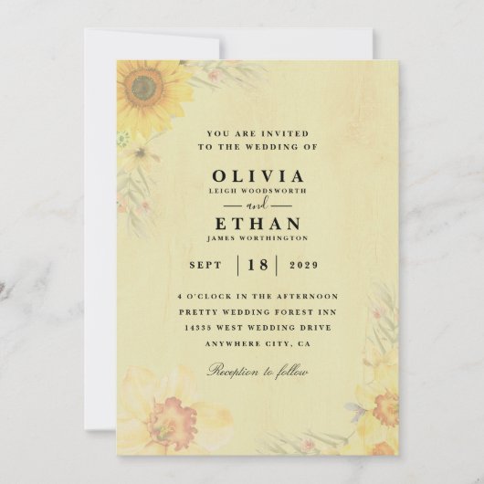 invitation de mariage de tournesol occidental (Devant)