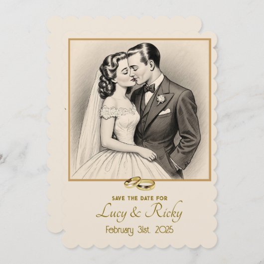 " INVITATION DE MARIAGE DE VINTAGE " (Devant / Derrière)