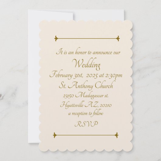 " INVITATION DE MARIAGE DE VINTAGE " (Dos)