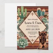 invitation de mariage de wild western boho (Devant / Derrière)