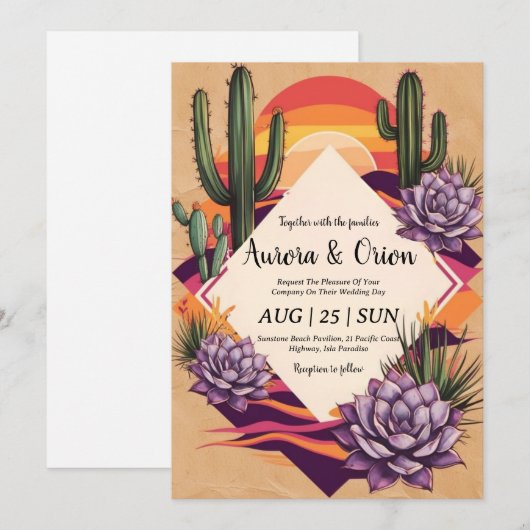 invitation de mariage de wild western boho (Devant / Derrière)
