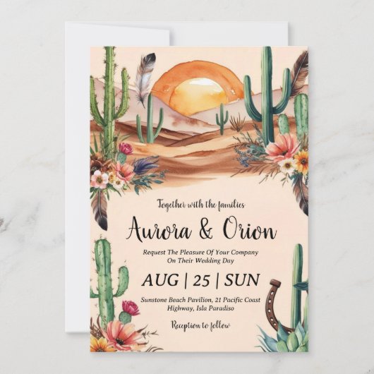 invitation de mariage de wild western boho (Devant)